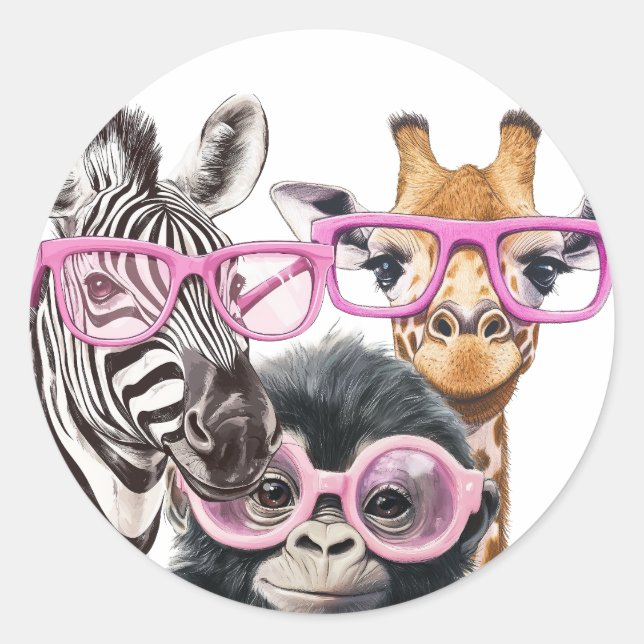 Adesivo de Amigos Animais Fofos – Zebra Girafa Mac (Frente)