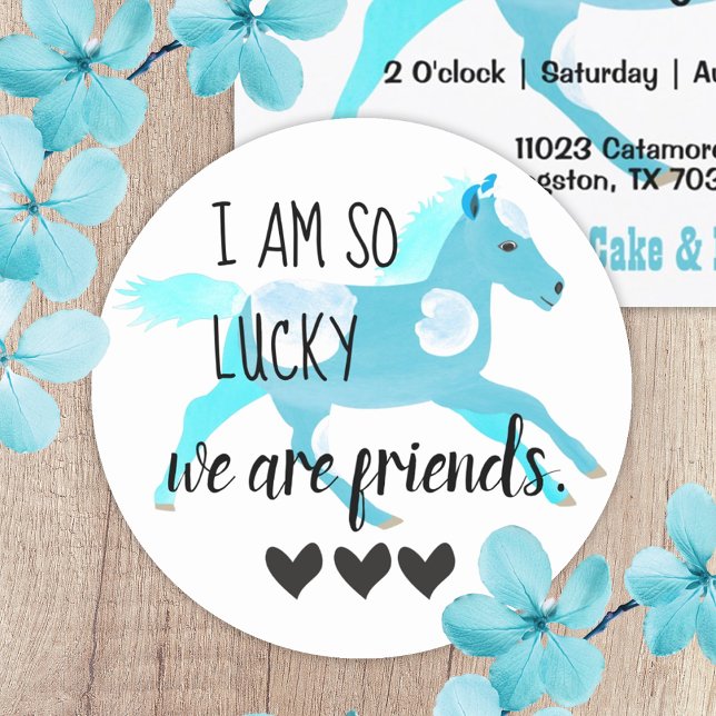 Adesivo de Amizade de Pônei Aquamarine (girls pony themed birthday party favor stickers envelope seals turquoise pony friendship galloping )