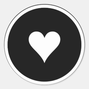 Adesivo de amor de coração preto e branco / Selo