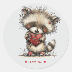Adesivo de Amor de Guaxinim com Aquarela Caprichos