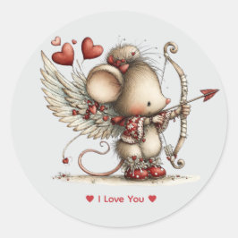 Adesivo de Amor do Rato Cupido com Aquarela Capric