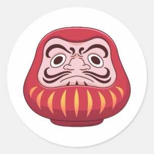 Adesivo de Amuleto de Sorte Daruma Japonesa Vermel