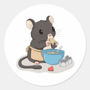 Adesivo de Animal Fofo Rato Assando Biscoitos Kawa