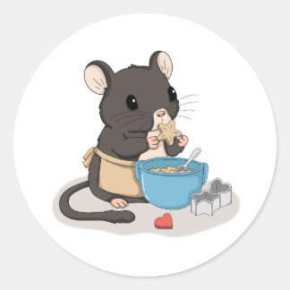 Adesivo de Animal Fofo Rato Assando Biscoitos Kawa