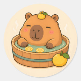 Adesivo de Animal Kawaii Yuzu Spa Capivara Fofa