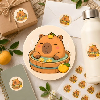 Adesivo de Animal Kawaii Yuzu Spa Capivara Fofa