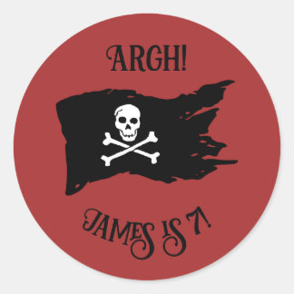 Adesivo de Aniversário "Argh!" da Bandeira Pirata 