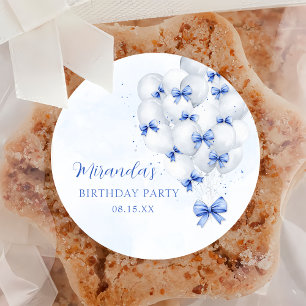 Adesivo de Aniversário Balões com Laço Azul