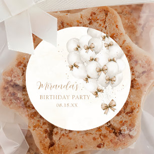 Adesivo de Aniversário Balões com Laço Bege