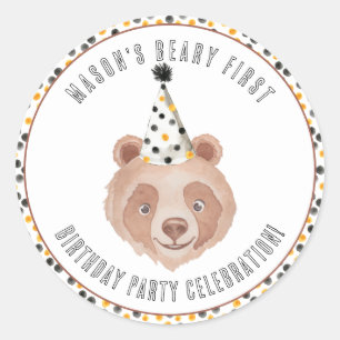 Adesivo de Aniversário Beary Primeiro – Ursinho