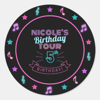 Adesivo de Aniversário da Turnê Neon Música