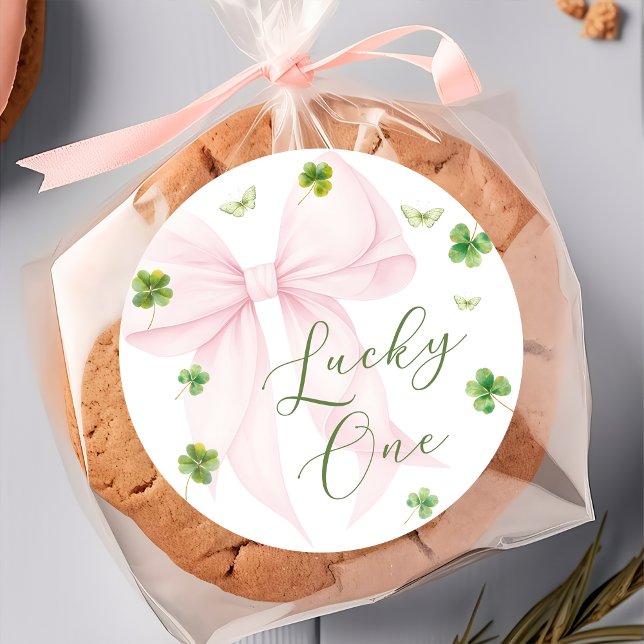 Adesivo de Aniversário de 1 ano Lucky One com Laço (Criador carregado)