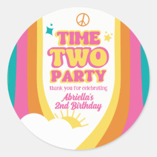 Adesivo de Aniversário de 2 anos da Festa Retro Ti