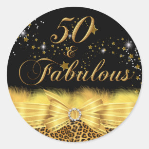 Adesivo de aniversário de 50 & Fabuloso com estamp