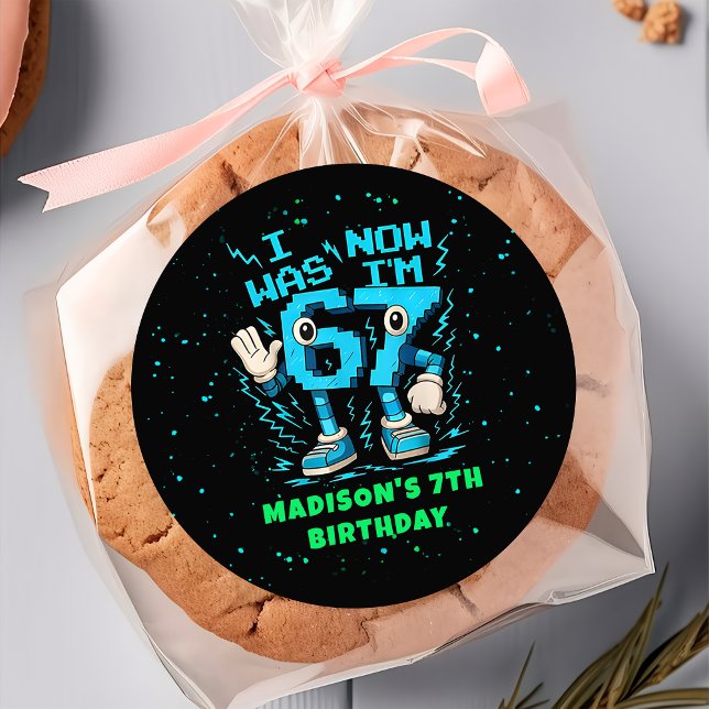 Adesivo de Aniversário de 7 anos do Meme Six Seven (Criador carregado)