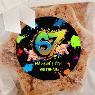 Adesivo de Aniversário de 7 Anos Graffiti Six Seve