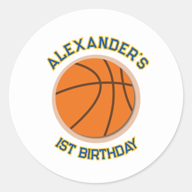 Adesivo de Aniversário de Basquete (Frente)