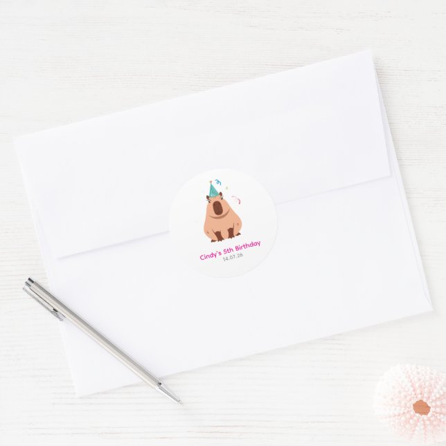 adesivo de aniversário de capivara (Envelope)
