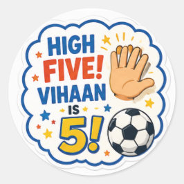 Adesivo de Aniversário de Futebol 'High Five! Viha