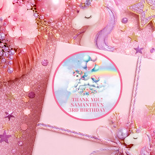 Adesivo de Aniversário de Menina Unicórnio Pastel