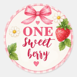 Adesivo de Aniversário de Morango Sweet Berry ONE