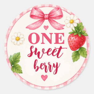 Adesivo de Aniversário de Morango Sweet Berry ONE