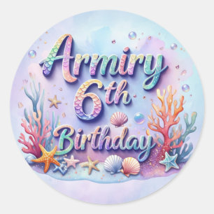 Adesivo de Aniversário de Sereia Armiry 6º Anivers