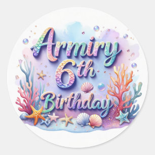 Adesivo de Aniversário de Sereia Armiry 6º Anivers