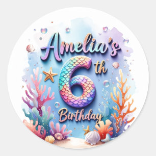 Adesivo de Aniversário de Sereia – Nome e Idade Pe