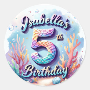 Adesivo de Aniversário de Sereia – Nome e Idade Pe