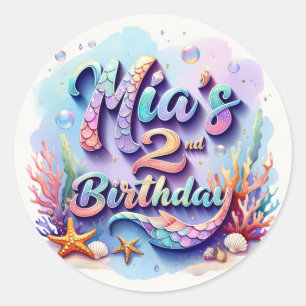 Adesivo de Aniversário de Sereia – Nome e Idade Pe