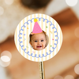 Adesivo de aniversário de uma foto divertida