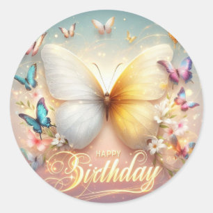 adesivo de aniversário desenho de borboleta