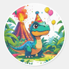 Adesivo de Aniversário do Dino Azul 