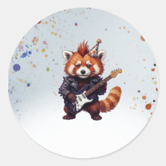 Adesivo de Aniversário do Red Panda Rocker