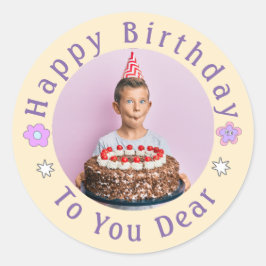 Adesivo de aniversário feliz