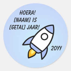 Adesivo de Aniversário Foguete Astronauta Azul Cla