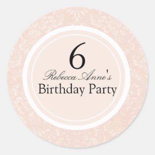 Adesivo de Aniversário Infantil Peach & Black Dama