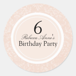 Adesivo de Aniversário Infantil Peach & Black Dama