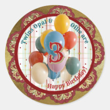 Adesivo de Aniversário Infantil Retro Carnaval