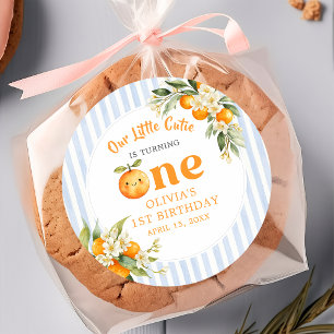 Adesivo de Aniversário Laranja Citrino Pequeno Cut