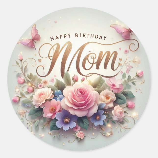 Adesivo de aniversário lindo para a mamãe (Frente)