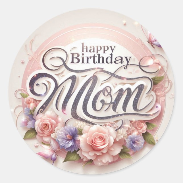Adesivo de aniversário para mãe (Frente)