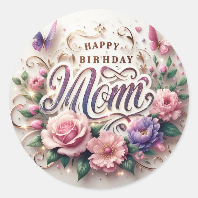 Adesivo de Aniversário para Mãe (Frente)