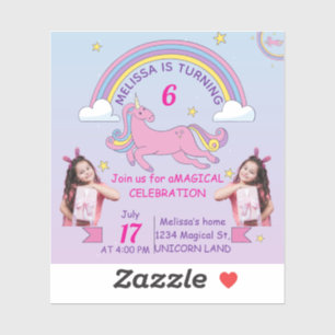 Adesivo de aniversário personalizado do Unicórn pa