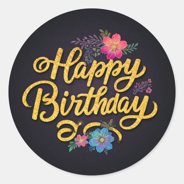 Adesivo de aniversário preto e Ouro (Frente)
