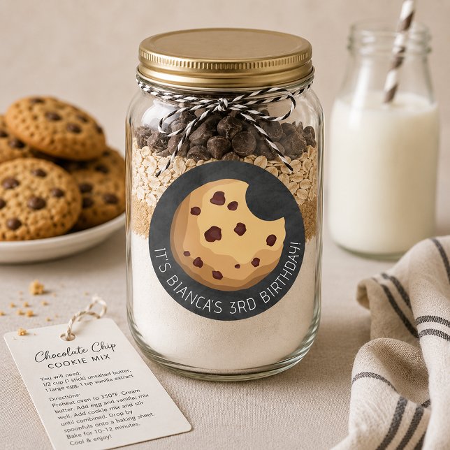 Adesivo de Aniversário Quadro Negro Biscoito com G (Favor Sticker)