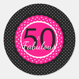 Adesivo de Aniversário Quinquagésimo Rosa Quente e