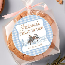 Adesivo de Aniversário Rodeio de Cowboy Azul Ocide