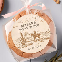 Adesivo de Aniversário Rodeio Vintage Ocidental